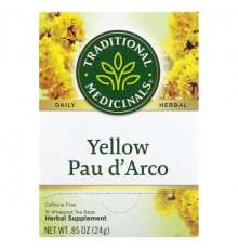 Травяные сборы и чаи Yellow Pau d' Arco, Caffeine Free, 16 Wrapped Tea Bags, 0.85 oz (24 g)