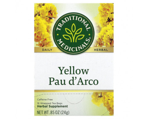 Травяные сборы и чаи Yellow Pau d' Arco, Caffeine Free, 16 Wrapped Tea Bags, 0.85 oz (24 g) Травяные сборы и чаи Yellow Pau d' Arco, Caffeine Free, 16 Wrapped Tea Bags, 0.85 oz (24 g)