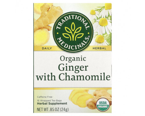 Травяные сборы и чаи Herbal Teas, Organic Ginger with Chamomile, Caffeine Free, 16 Wrapped Tea Bags, 0.85 oz (24 g) Травяные сборы и чаи Herbal Teas, Organic Ginger with Chamomile, Caffeine Free, 16 Wrapped Tea Bags, 0.85 oz (24 g)