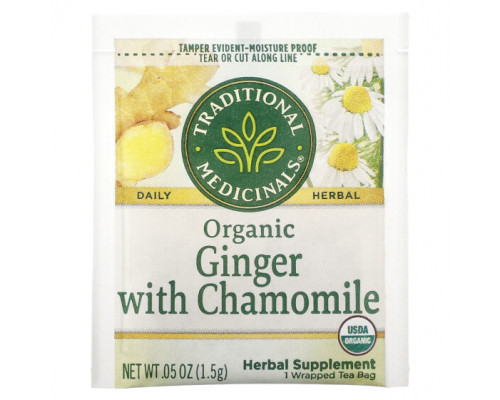 Травяные сборы и чаи Herbal Teas, Organic Ginger with Chamomile, Caffeine Free, 16 Wrapped Tea Bags, 0.85 oz (24 g) Травяные сборы и чаи Herbal Teas, Organic Ginger with Chamomile, Caffeine Free, 16 Wrapped Tea Bags, 0.85 oz (24 g)