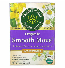 Traditional Medicinals, Organic Smooth Move, ромашка, без кофеина, 16 чайных пакетиков, 32 г (1,16 унций)