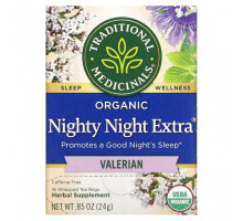 Травяные сборы и чаи Organic Nighty Night Extra, Lemon Balm & Valerian, Caffeine Free, 16 Wrapped Tea Bags, 0.85 oz (24 g)