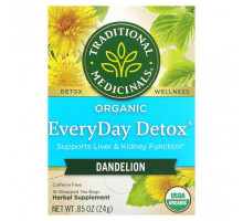 Травяные сборы и чаи Traditional Medicinals, Organic EveryDay Detox, одуванчик, без кофеина, 16 чайных пакетиков в упаковке, 24 г (0,85 унции)