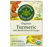 Traditional Medicinals, Органические куркума, таволга и имбирь, 16 изолированных чайных пакетиков, 1.13 унций (32 г)
