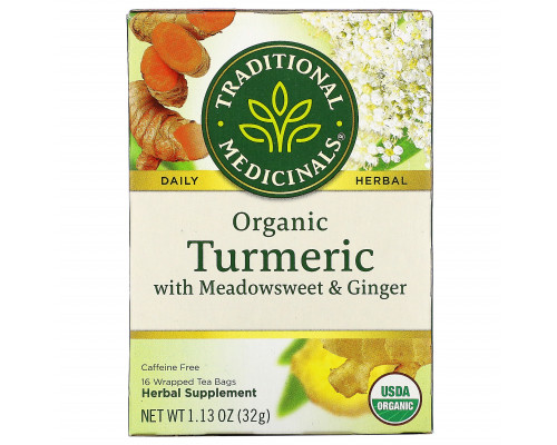 Traditional Medicinals, Органические куркума, таволга и имбирь, 16 изолированных чайных пакетиков, 1.13 унций (32 г) Traditional Medicinals, Органические куркума, таволга и имбирь, 16 изолированных чайных пакетиков, 1.13 унций (32 г)