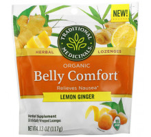 Для пищеварительной системы Traditional Medicinals, Organic Belly Comfort, лимон и имбирь, 30 леденцов в индивидуальной упаковке