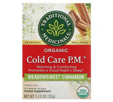 Травяные сборы и чаи Traditional Medicinals, Organic Cold Care PM, таволга, корица, без кофеина, 16 чайных пакетиков в упаковке, 32 г (1,13 унции) каждый