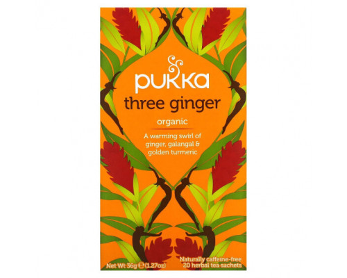 Травяные сборы и чаи Pukka Herbs, Органический травяной чай, три имбиря, без кофеина, 20 пакетиков, 36 г (1,27 унции) Травяные сборы и чаи Pukka Herbs, Органический травяной чай, три имбиря, без кофеина, 20 пакетиков, 36 г (1,27 унции)