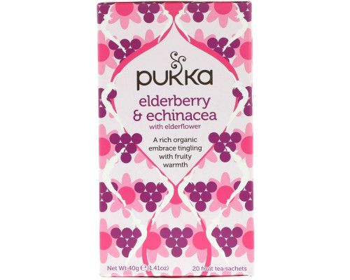 Pukka Herbs Elderberry & Echinacea 20 Fruit Tea Sachets 1.41 oz (40 g) Each Pukka Herbs Elderberry & Echinacea 20 Fruit Tea Sachets 1.41 oz (40 g) Each