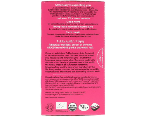 Pukka Herbs Elderberry & Echinacea 20 Fruit Tea Sachets 1.41 oz (40 g) Each Pukka Herbs Elderberry & Echinacea 20 Fruit Tea Sachets 1.41 oz (40 g) Each