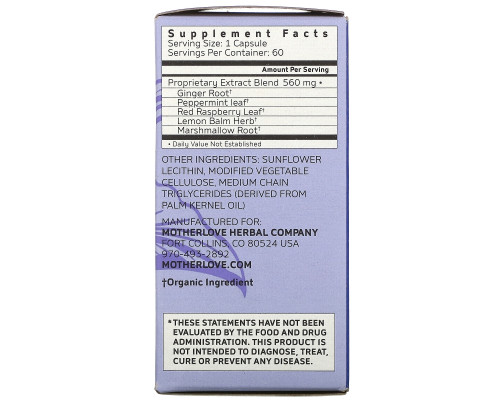 Motherlove, Morning Sickness Blend, 60 Liquid Capsules Motherlove, Morning Sickness Blend, 60 Liquid Capsules