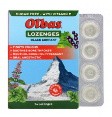 Olbas Therapeutic Пастилки с маслом олбас со вкусом черной смородины Без сахара 24 пастилки