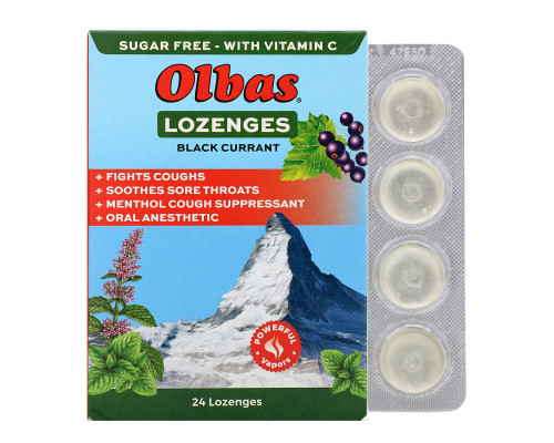 Olbas Therapeutic Пастилки с маслом олбас со вкусом черной смородины Без сахара 24 пастилки Olbas Therapeutic Пастилки с маслом олбас со вкусом черной смородины Без сахара 24 пастилки