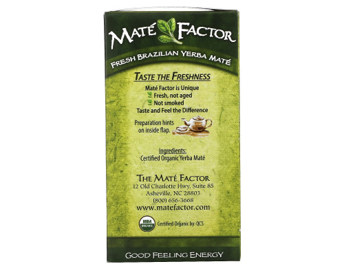Mate Factor Органический Yerba Mate свежий зеленый чай 24 чайных пакетиков 2.96 унции (84 г) Mate Factor Органический Yerba Mate свежий зеленый чай 24 чайных пакетиков 2.96 унции (84 г)