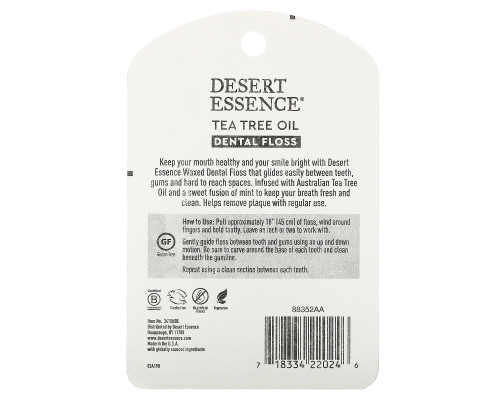 Desert Essence Зубная нить с маслом чайного дерева с восковым покрытием 50 ярдов (457 м)