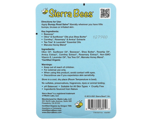 Sierra Bees Бальзам для снятия раздражения и синяков 17 г (0,6 унции) Sierra Bees Бальзам для снятия раздражения и синяков 17 г (0,6 унции)
