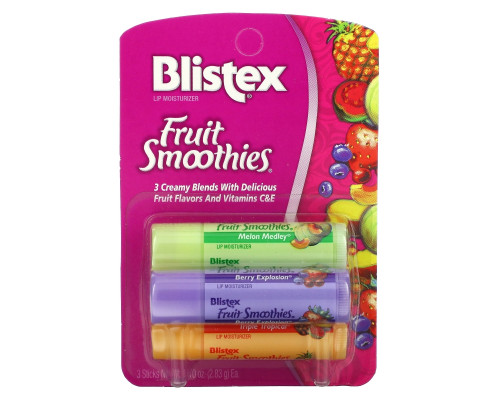 Blistex, Фруктовые коктейли, защищает губы/солнцезащитный , SPF 15, 3 палочки, .10 унций (2.83 г) шт. Blistex, Фруктовые коктейли, защищает губы/солнцезащитный , SPF 15, 3 палочки, .10 унций (2.83 г) шт.