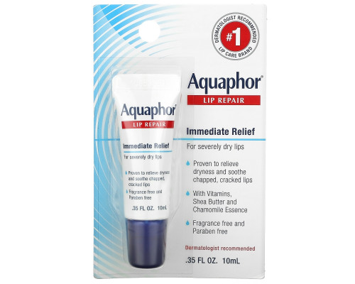 Aquaphor, Восстанавливающее средство для губ мгновенного действия без отдушек, 0,35 жидких унций (10 мл) Aquaphor, Восстанавливающее средство для губ мгновенного действия без отдушек, 0,35 жидких унций (10 мл)