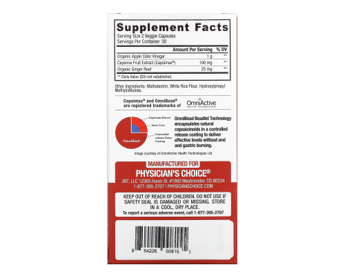 Physician's Choice, Apple Cider Vinegar Capsules, 60 Vegetarian Capsules Physician's Choice, Apple Cider Vinegar Capsules, 60 Vegetarian Capsules