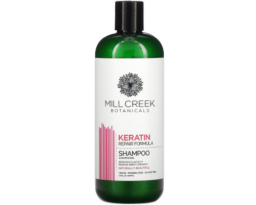 Mill Creek Botanicals, Шампунь с кератином, восстанавливающая формула, 14 жидких унций (414 мл) Mill Creek Botanicals, Шампунь с кератином, восстанавливающая формула, 14 жидких унций (414 мл)