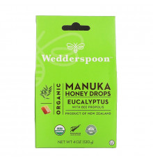 Wedderspoon Organic, Inc., Organic Manuka Honey Drops, Eucalyptus with Bee Propolis, 4 oz (120 g)