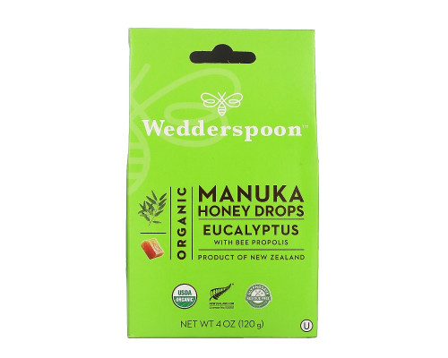 Wedderspoon Organic, Inc., Organic Manuka Honey Drops, Eucalyptus with Bee Propolis, 4 oz (120 g) Wedderspoon Organic, Inc., Organic Manuka Honey Drops, Eucalyptus with Bee Propolis, 4 oz (120 g)