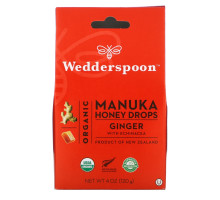 Wedderspoon Organic, Inc., Organic Manuka Honey Drops, Ginger with Echinacea, 4 oz (120 g)