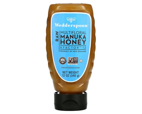 Wedderspoon, Raw, многоцветковый мед манука, KFactor 12, 340 г (12 унций) Wedderspoon, Raw, многоцветковый мед манука, KFactor 12, 340 г (12 унций)