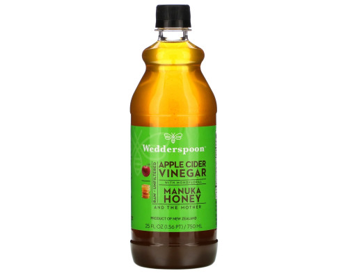 Wedderspoon, Яблочный уксус с KFactor 16, лесной мёд манука, 25 ж. унц. (750 мл) Wedderspoon, Яблочный уксус с KFactor 16, лесной мёд манука, 25 ж. унц. (750 мл)