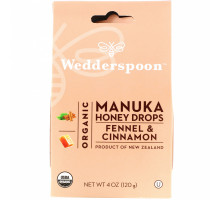 Wedderspoon, Organic Manuka Honey Drops, Fennel & Cinnamon, 4 oz (120 g)