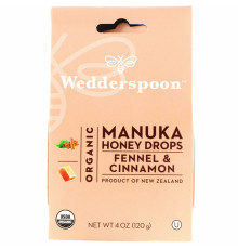 Wedderspoon, Organic Manuka Honey Drops, Fennel & Cinnamon, 4 oz (120 g)
