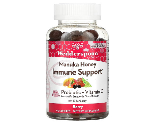 Wedderspoon, Manuka Honey, Immunity Gummies, Berry, 5 Billion CFU, 90 Gummies