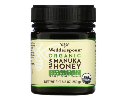 Wedderspoon, Organic Raw Manuka Honey, KFactor 16, 8.8 oz (250 g) Wedderspoon, Organic Raw Manuka Honey, KFactor 16, 8.8 oz (250 g)