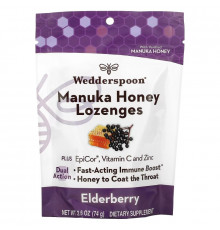 Wedderspoon, Manuka Honey Lozenges, Elderberry, 2.6 oz (74 g)