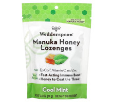 Wedderspoon, Manuka Honey Lozenges, Cool Mint, 2.6 oz (74 g)