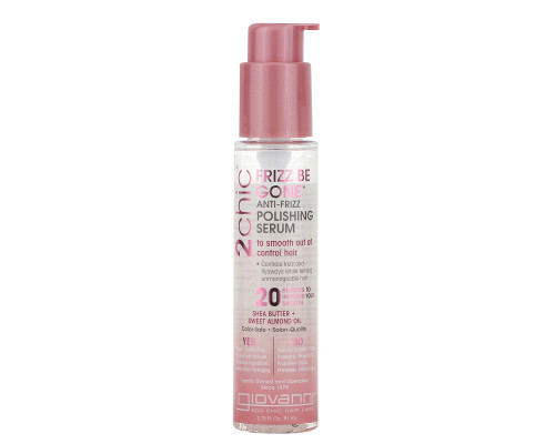 Giovanni, 2chic, Frizz Be Gone Anti-Frizz Polishing Serum, Shea Butter & Sweet Almond Oil, 2.75 fl oz (81 ml) Giovanni, 2chic, Frizz Be Gone Anti-Frizz Polishing Serum, Shea Butter & Sweet Almond Oil, 2.75 fl oz (81 ml)