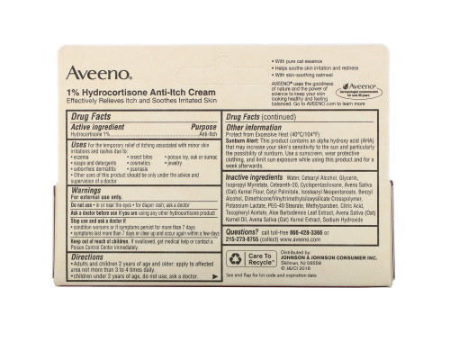 Aveeno Active Naturals 1% гидрокортизон крем анти-зуд 1 унция (28 г) Aveeno Active Naturals 1% гидрокортизон крем анти-зуд 1 унция (28 г)