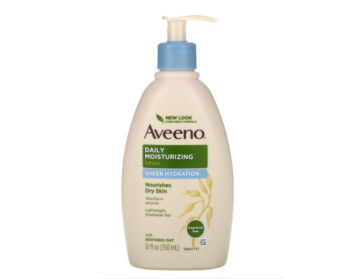 Aveeno, Active Naturals, Daily Moisturizing Lotion, Sheer Hydration, Fragrance Free, 12 fl oz (350 ml) Aveeno, Active Naturals, Daily Moisturizing Lotion, Sheer Hydration, Fragrance Free, 12 fl oz (350 ml)