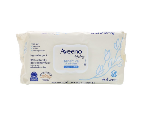 Aveeno, Baby, детские салфетки для лица и тела, для чувствительной кожи, 64 шт. Aveeno, Baby, детские салфетки для лица и тела, для чувствительной кожи, 64 шт.