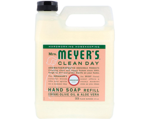 Mrs. Meyers Clean Day Жидкое мыло для рук с ароматом герани 33 жидких унции (975 мл) Mrs. Meyers Clean Day Жидкое мыло для рук с ароматом герани 33 жидких унции (975 мл)