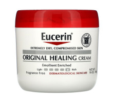 Eucerin, Оригинальное целебное средство, крем для очень сухой кожи, чувствительная кожа, без запаха, 454 г (16 унций)