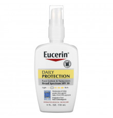 Eucerin, Увлажняющий лосьон для лица, ежедневная защита, защита от солнца SPF 30, без запаха, 4 жидкие унции (118 мл)