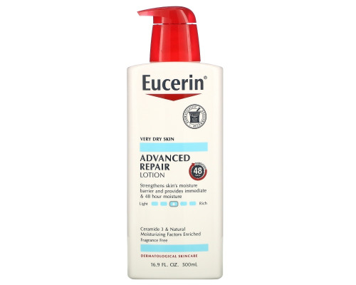 Eucerin, Передовой восстанавливающий лосьон, без отдушек, 16,9 ж. унц. (500 мл) Eucerin, Передовой восстанавливающий лосьон, без отдушек, 16,9 ж. унц. (500 мл)