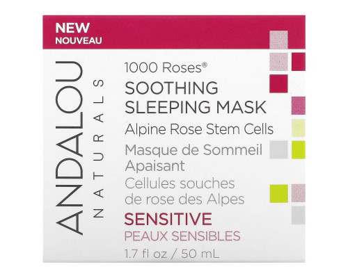 Andalou Naturals, 1000 Roses, успокаивающая маска для сна, для чувствительной кожи, 50 мл (1,7 жидк. Унции) Andalou Naturals, 1000 Roses, успокаивающая маска для сна, для чувствительной кожи, 50 мл (1,7 жидк. Унции)