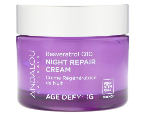 Andalou Naturals Ночной восстанавливающий крем с ресвератролом Q10 липидами, для омоложения кожи, 1.7 жидких унции (50 мл) Andalou Naturals Ночной восстанавливающий крем с ресвератролом Q10 липидами, для омоложения кожи, 1.7 жидких унции (50 мл)