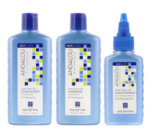 Andalou Naturals Стволовые клетки аргании система для редеющих волос антивозрастная набор из 3 предметов, для питания и восстановления волос