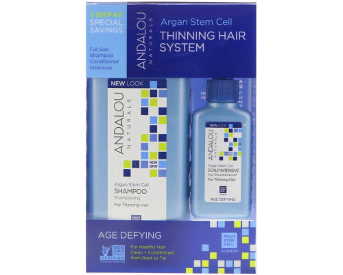 Andalou Naturals Стволовые клетки аргании система для редеющих волос антивозрастная набор из 3 предметов, для питания и восстановления волос Andalou Naturals Стволовые клетки аргании система для редеющих волос антивозрастная набор из 3 предметов, для питания и восстановления волос