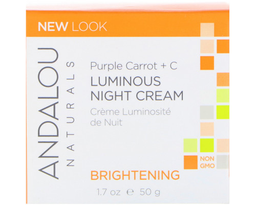 Andalou Naturals Ночной крем для придания сияния коже фиолетовая морковь + С 17 жидких унций (50 мл) Andalou Naturals Ночной крем для придания сияния коже фиолетовая морковь + С 17 жидких унций (50 мл)