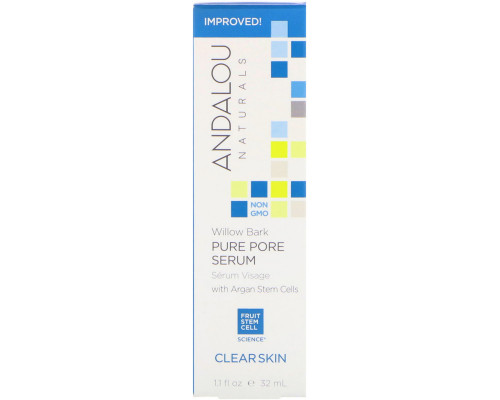 Andalou Naturals Очищающая поры сыворотка с экстрактом коры ивы, для бережного очищения и увлажнения кожи лица, 32 мл Andalou Naturals Очищающая поры сыворотка с экстрактом коры ивы, для бережного очищения и увлажнения кожи лица, 32 мл