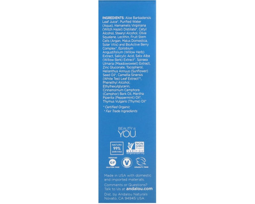 Andalou Naturals Очищающая поры сыворотка с экстрактом коры ивы, для бережного очищения и увлажнения кожи лица, 32 мл Andalou Naturals Очищающая поры сыворотка с экстрактом коры ивы, для бережного очищения и увлажнения кожи лица, 32 мл